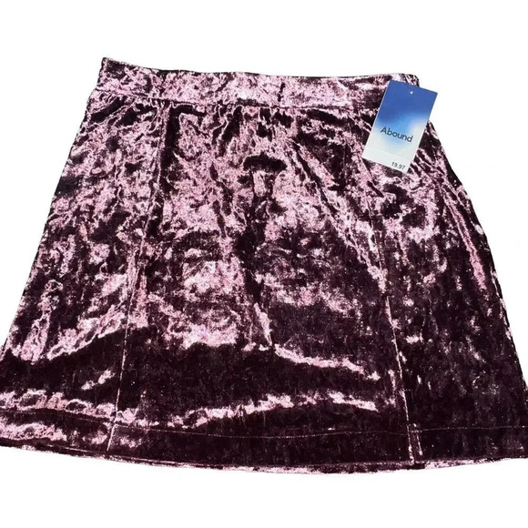 ABOUND Velvet Pull-on Mini Skirt with Slit Burgundy Purple Velour Size XS - Picture 1 of 6
